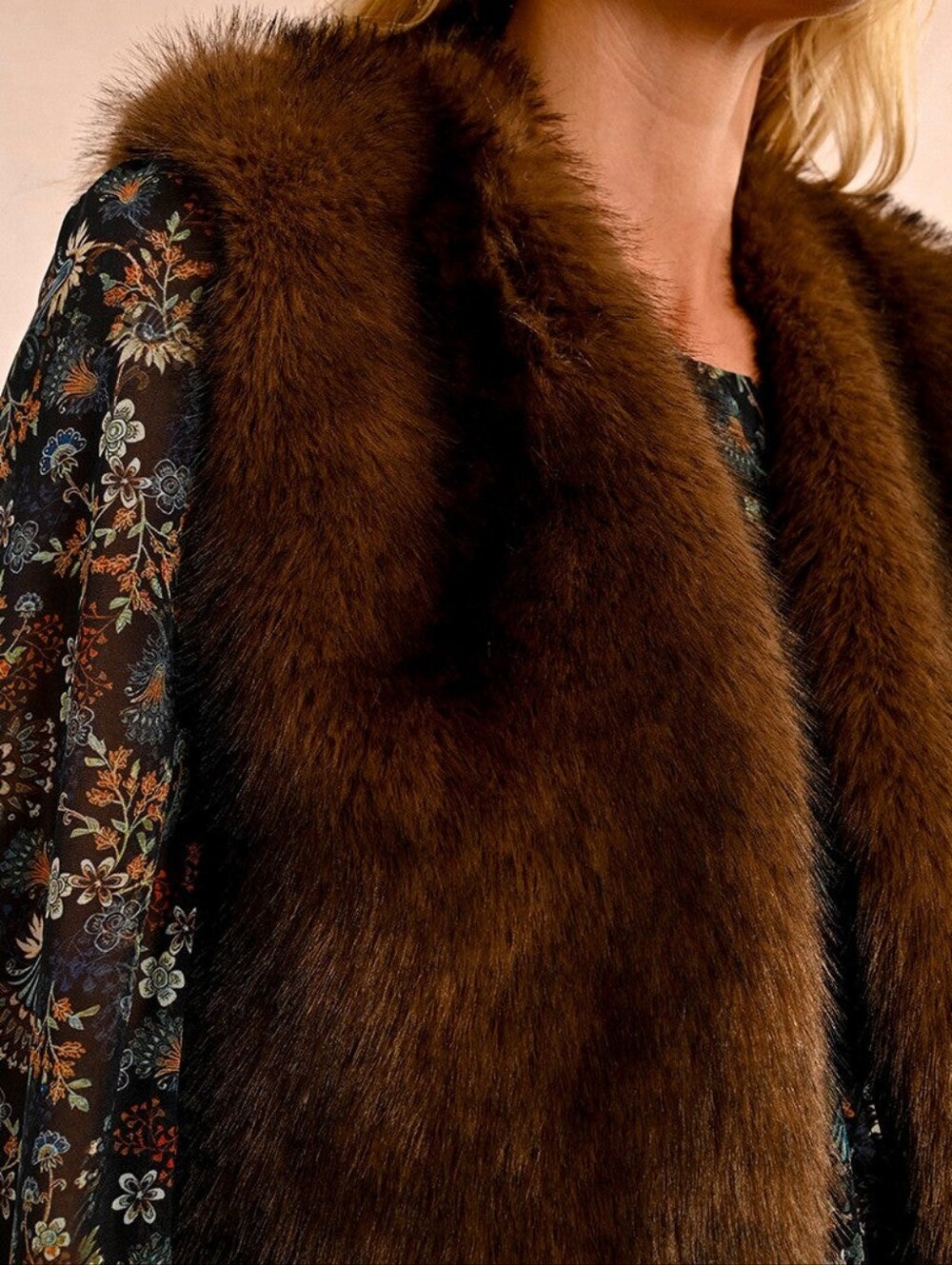 Molly Bracken Rich Brown Faux Fur Vest